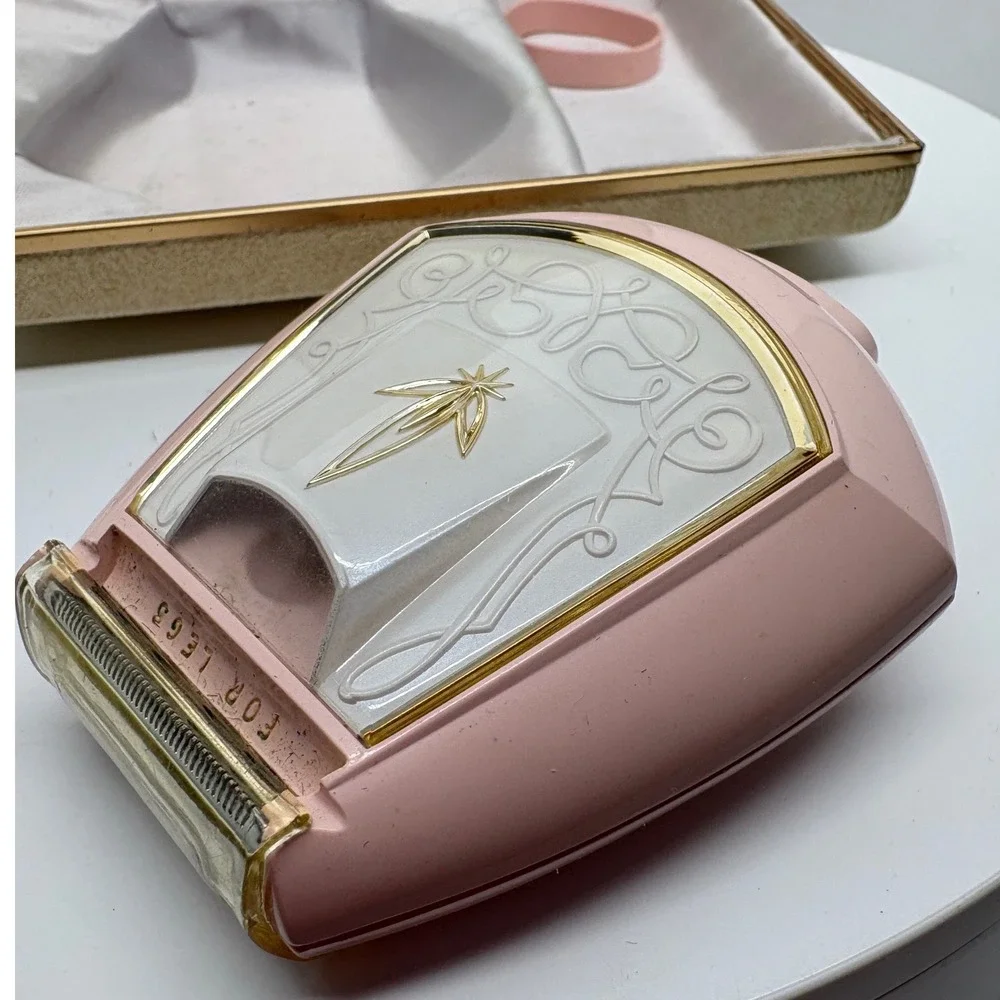 1960s Lady Sunbeam LS5-1 Electric Shaver Pink Gold Starburst Original‎ Box MCM